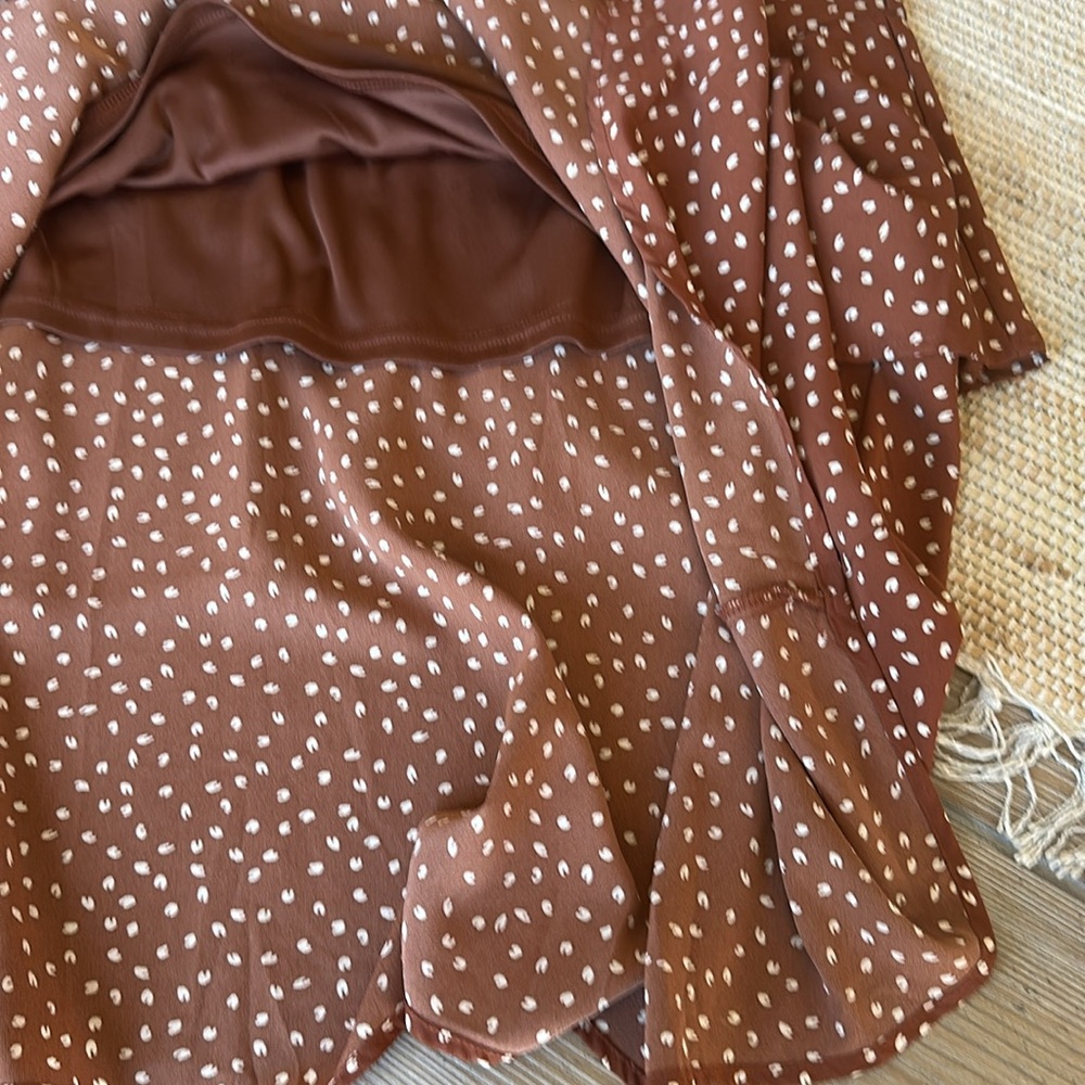 Very J Rust Brown Polka Dot Ruffled Maxi Skirt - Picture 8 of 11